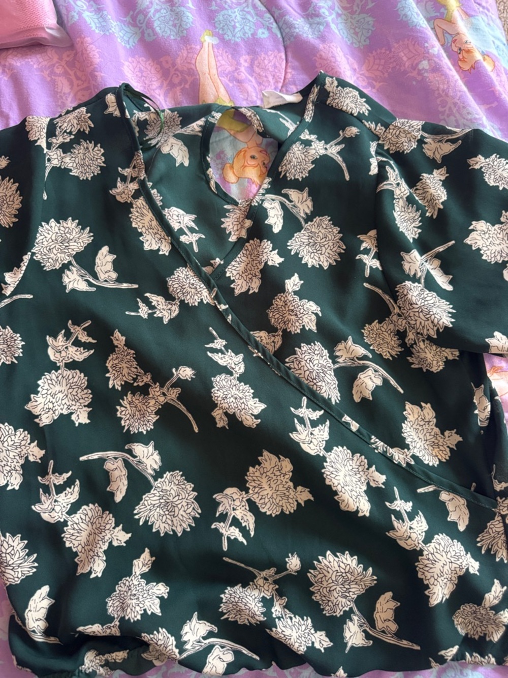 Sienna Sky Dark Green Floral Wrap Top